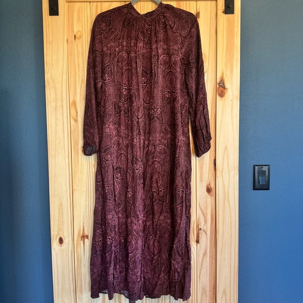 Bohemian Burgundy Paisley Print Long Dress size Medium - Picture 7 of 10